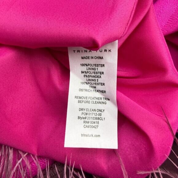 TRINA TURK Berry Feather Trim Shift Dress In Trina Pink Sz 12 - Picture 5 of 5